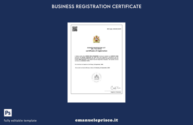 certificato di registrazione Malawi stile verificato Modello Word e PDF